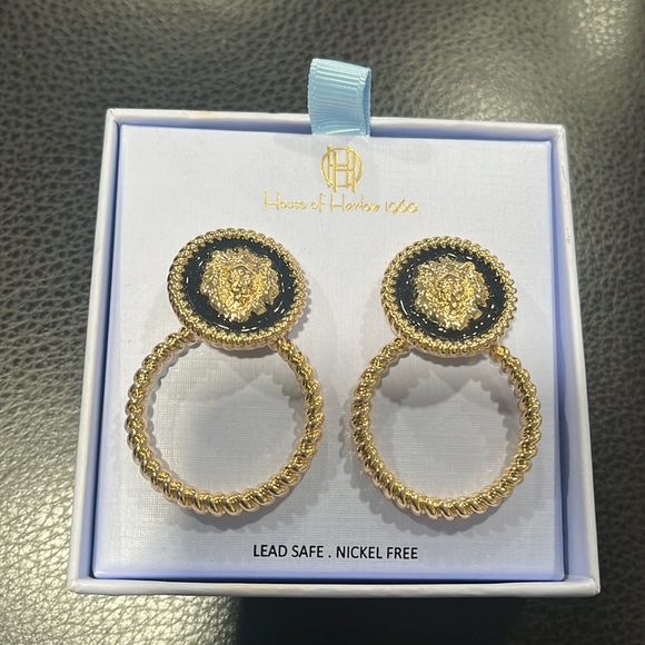 NWT ⚜️🦁⚜️ House Of Harlow 1960 Lion Head Statement Drop Earrings - Picture 1 of 4